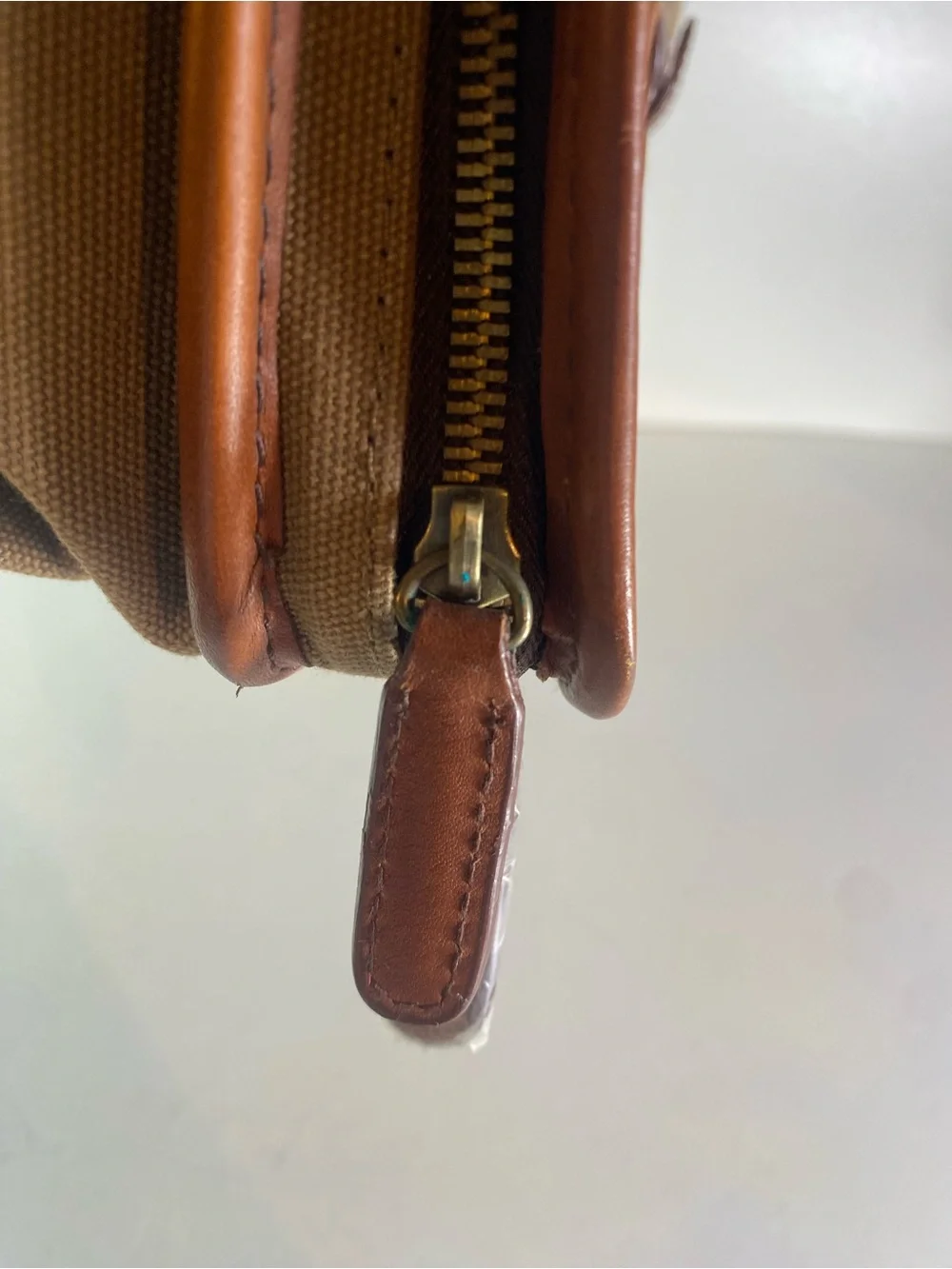 Vintage Things Remembered Leather & Canvas Massager Bag With Shoulder Strap